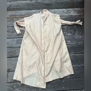 Elegant Cream Gold Metallic Sheen Trench Jacket Coat